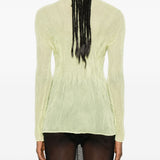 Top a maniche lunghe con design plissettato in verde lime Issey miyake  - donna 