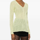 Top a maniche lunghe con design plissettato in verde lime Issey miyake  - donna 