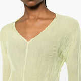 Top a maniche lunghe con design plissettato in verde lime Issey miyake  - donna 