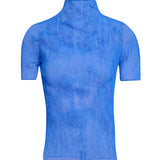 Top a collo alto in blu 