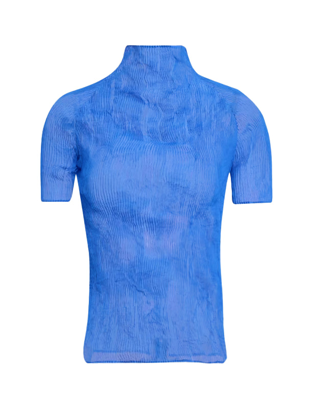 Top a collo alto in blu 