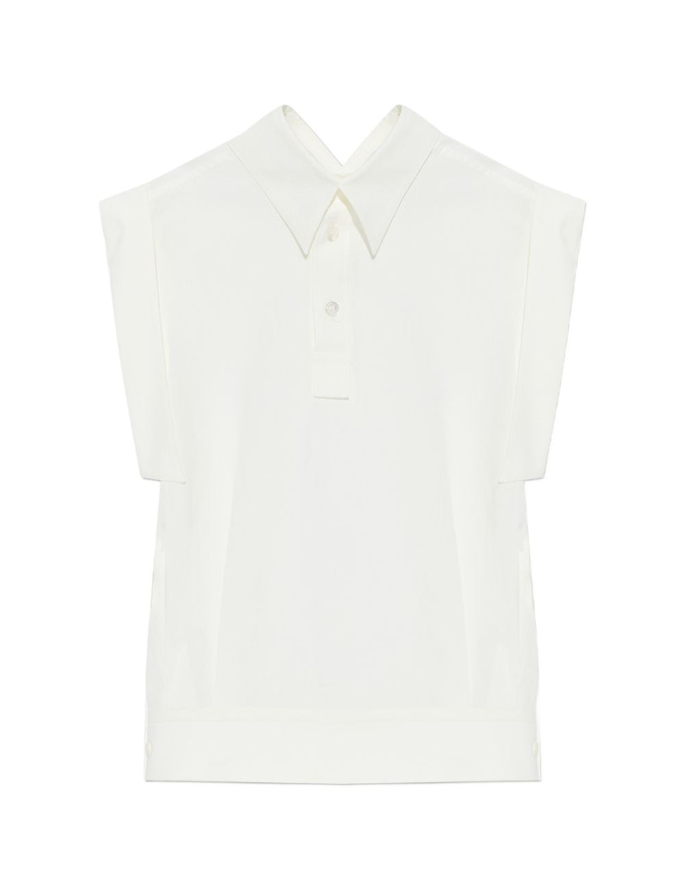 Camicia smanicata con colletto classico in bianco - Issey Miyake 