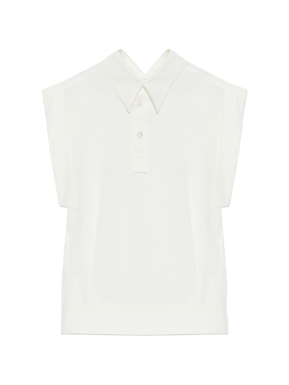 Camicia smanicata con colletto classico in bianco - Issey Miyake 