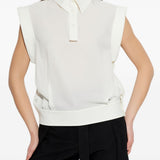 Camicia smanicata con colletto classico in bianco - Issey Miyake 