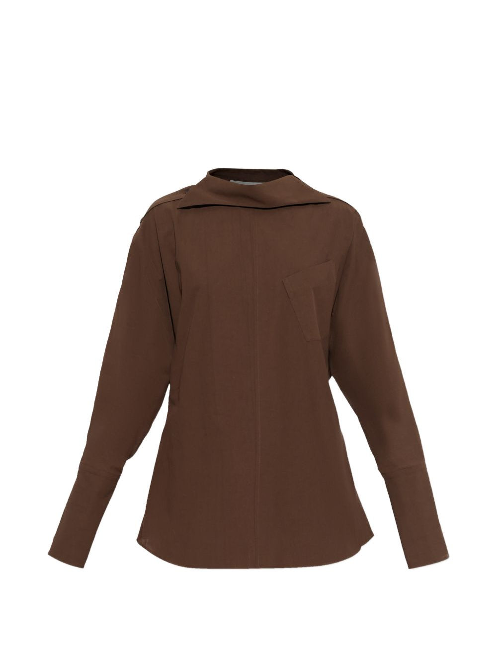 Camicia di cotone con colletto asimmetrico in marrone Issey miyake  - donna 