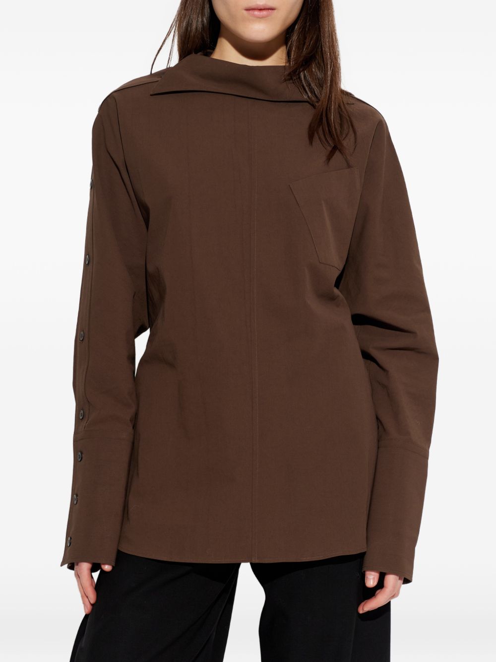 Camicia di cotone con colletto asimmetrico in marrone Issey miyake  - donna 