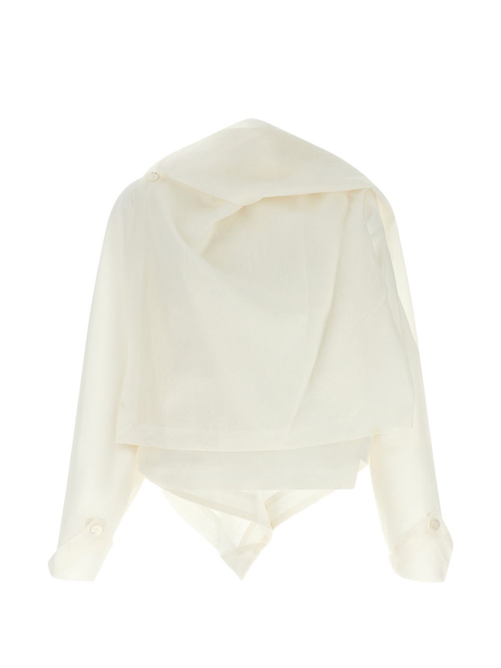 Top drappeggiato asimmetrico All Squares in bianco 
