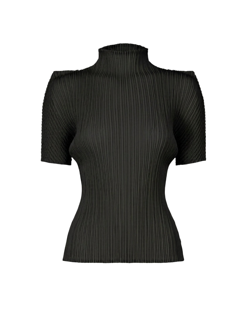 Top con design plisettato in nero 