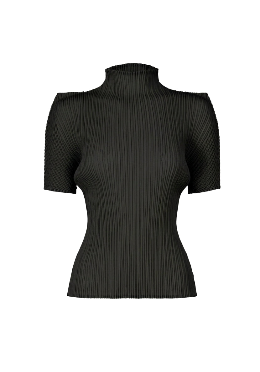 Top con design plisettato in nero 
