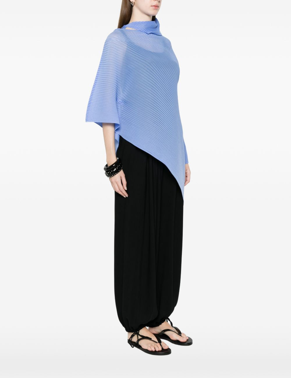 BLUSA a collo alto asimmetrico in azzurro Issey miyake - donna 