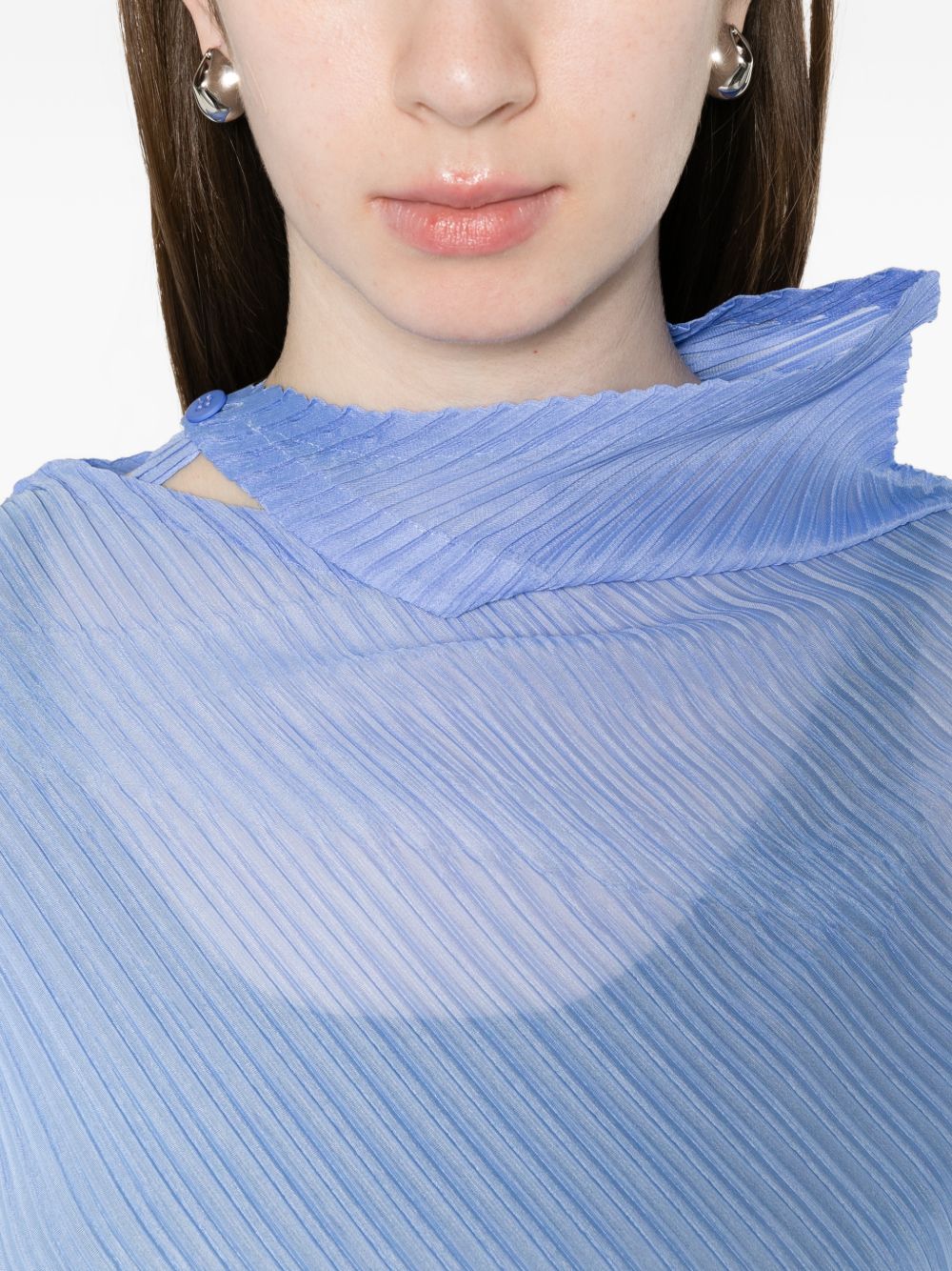 BLUSA a collo alto asimmetrico in azzurro Issey miyake - donna 