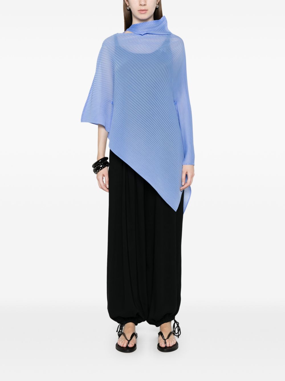 BLUSA a collo alto asimmetrico in azzurro Issey miyake - donna 