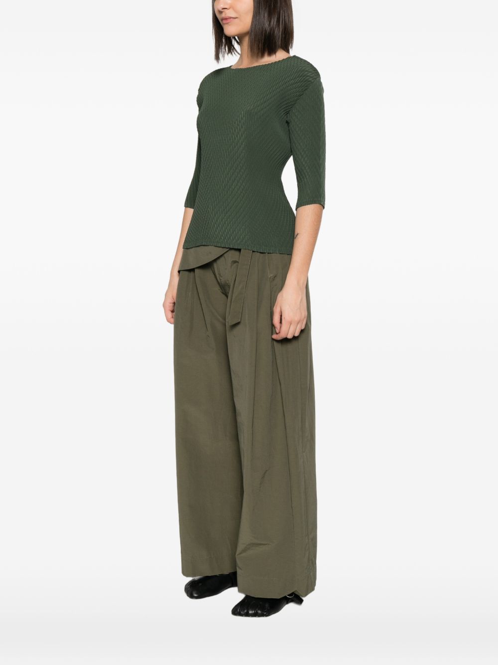 Top effetto plissé in verde Issey miyake - donna 