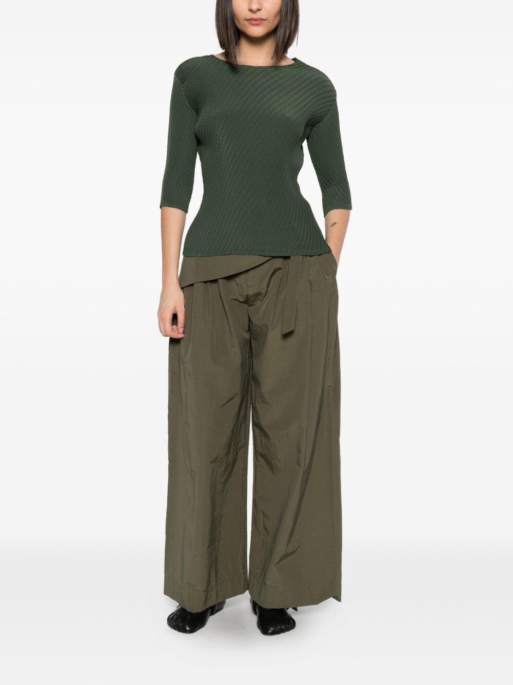 Top effetto plissé in verde Issey miyake - donna 