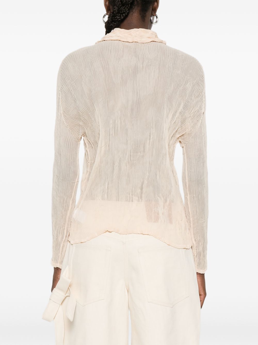 Top a maniche lunghe con design plissettato in avorio Issey miyake  - donna 