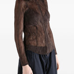 Top semi-trasparente con zip in marrone Issey miyake - donna 