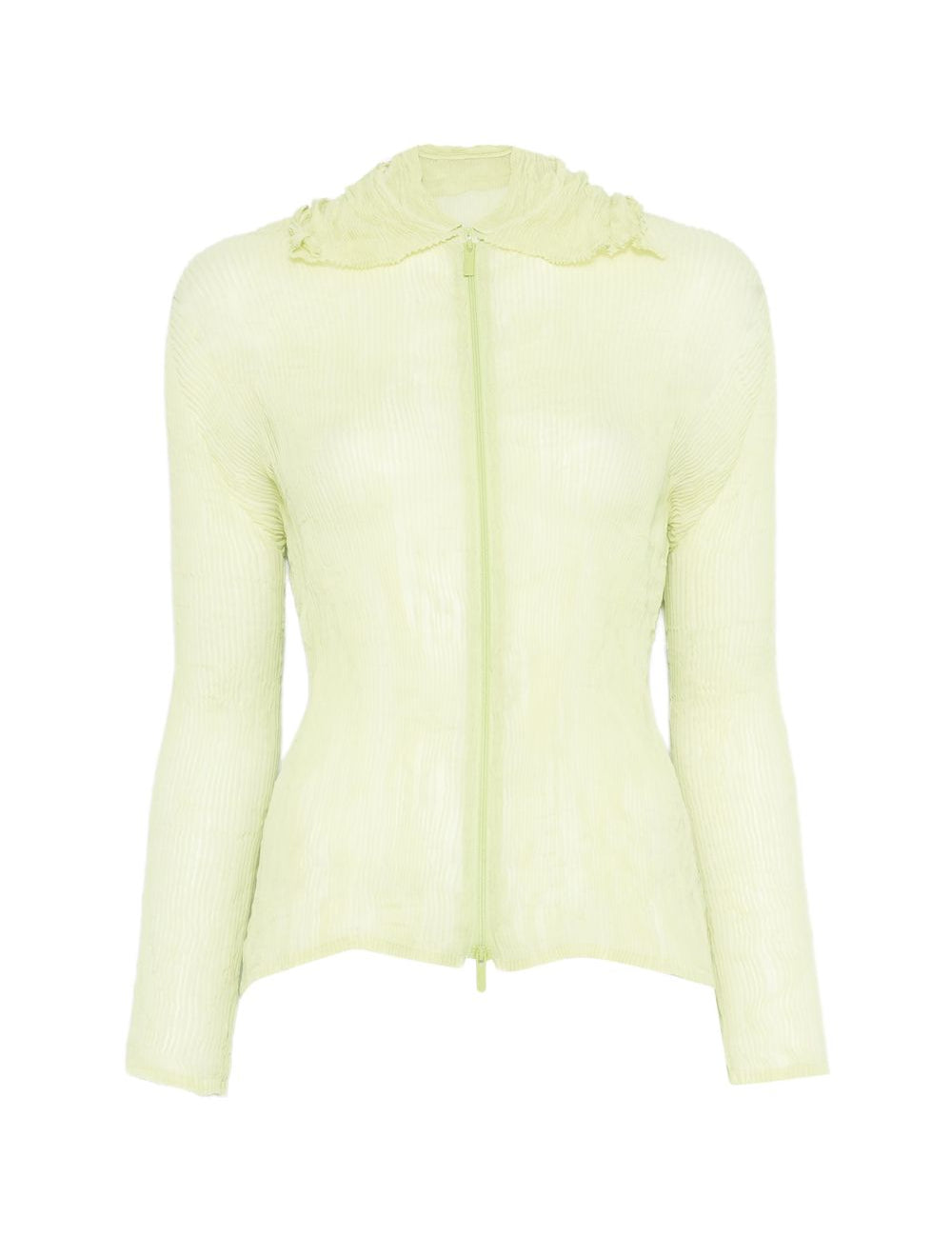 Top a maniche lunghe con design plissettato in verde lime Issey miyake  - donna 