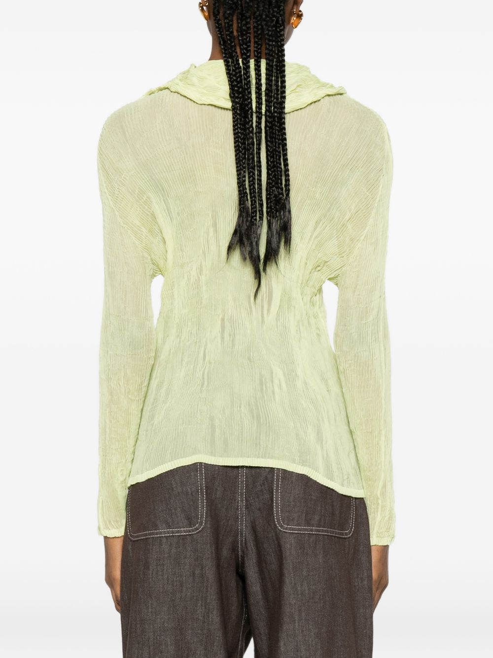 Top a maniche lunghe con design plissettato in verde lime Issey miyake  - donna 