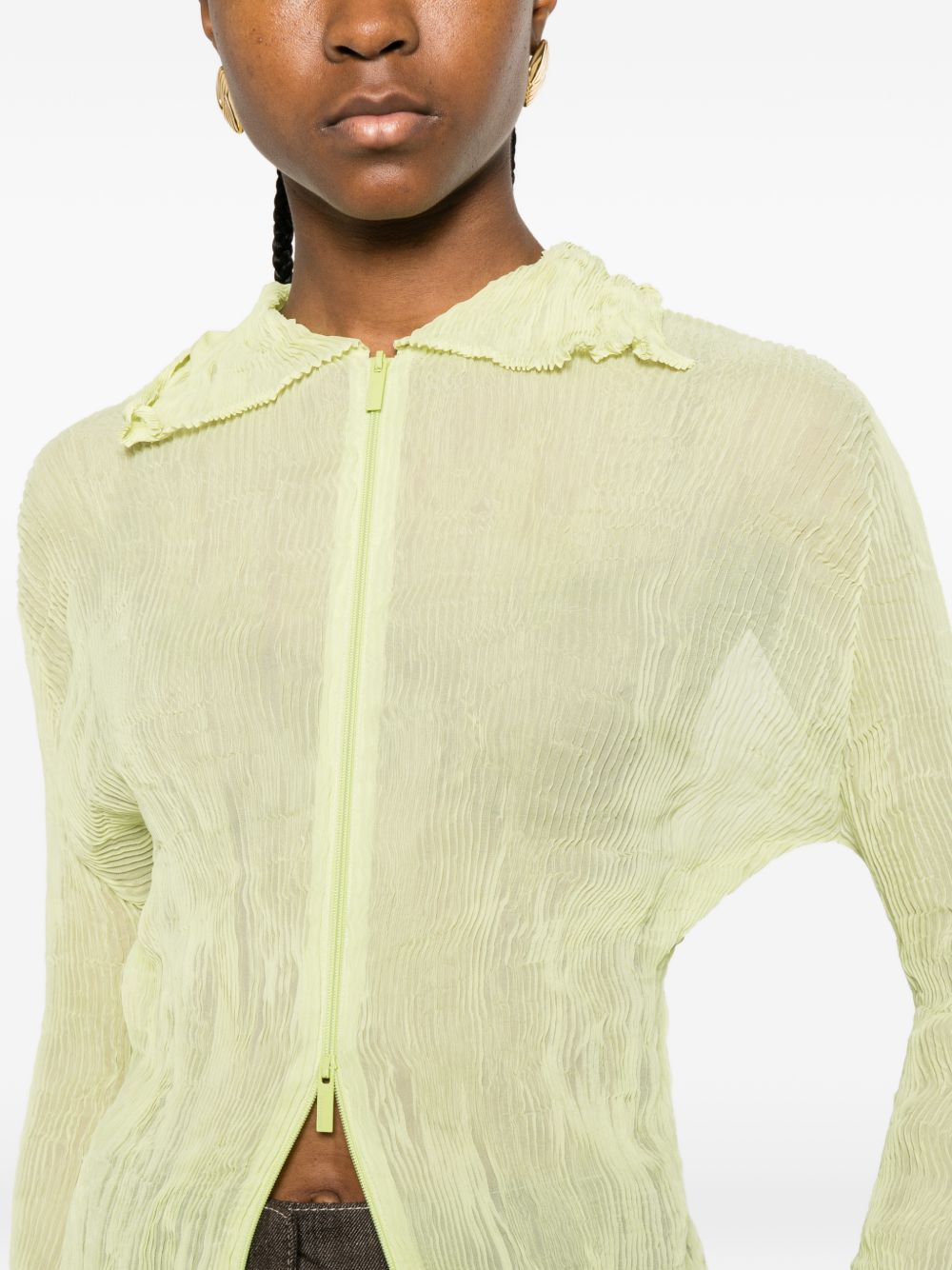 Top a maniche lunghe con design plissettato in verde lime Issey miyake  - donna 