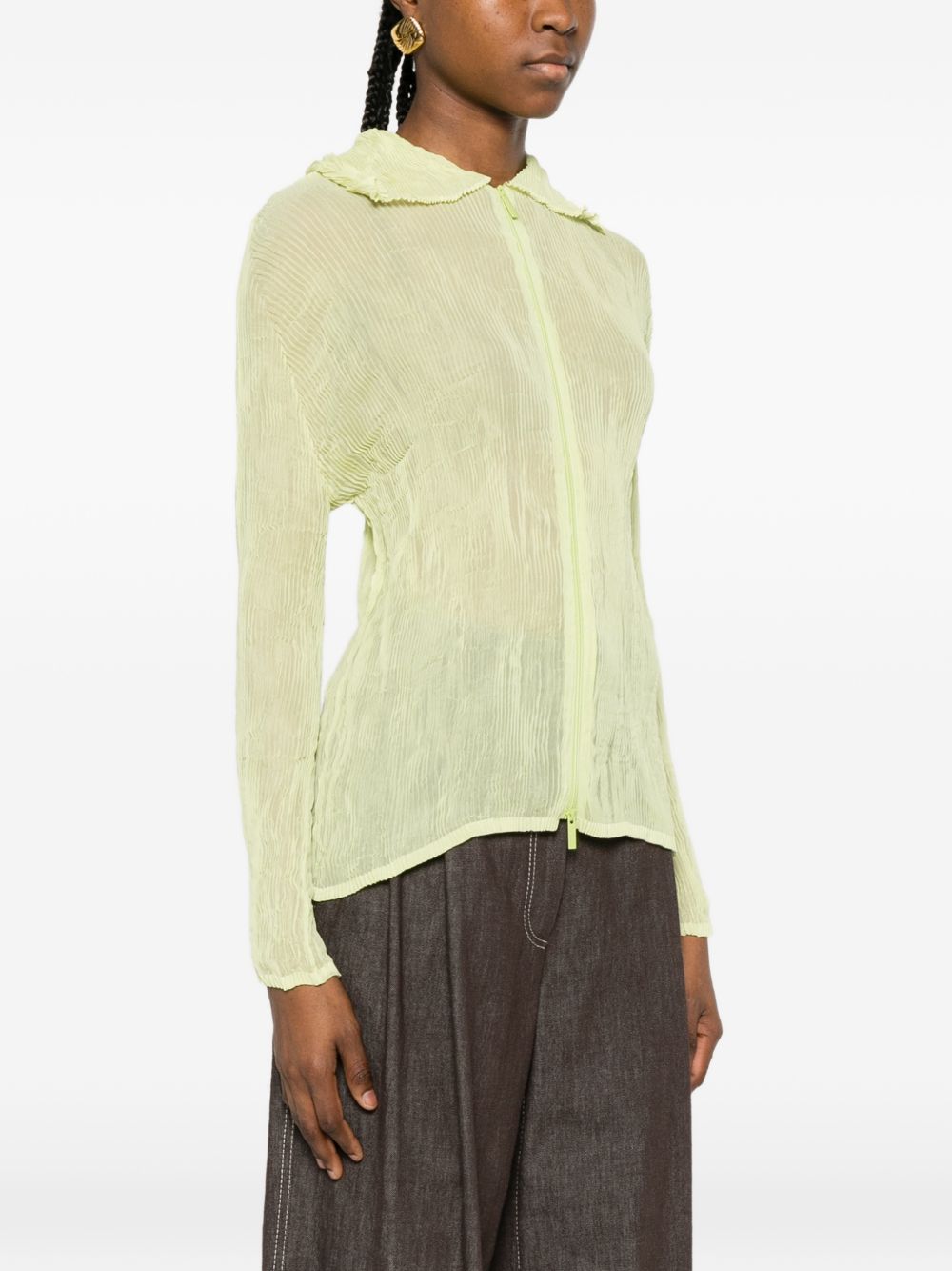 Top a maniche lunghe con design plissettato in verde lime Issey miyake  - donna 
