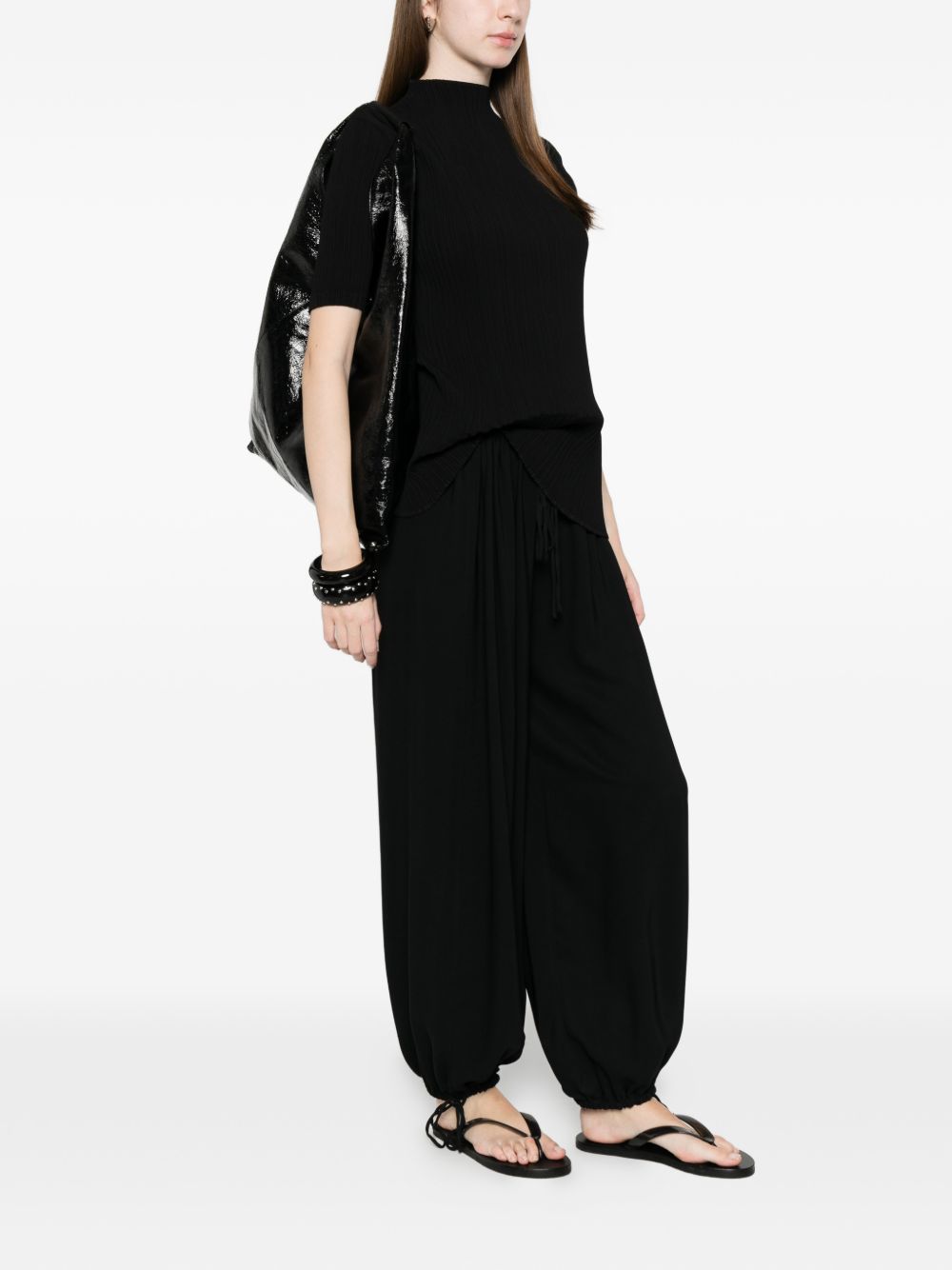 T-SHIRT a coste in nero Issey miyake - donna 