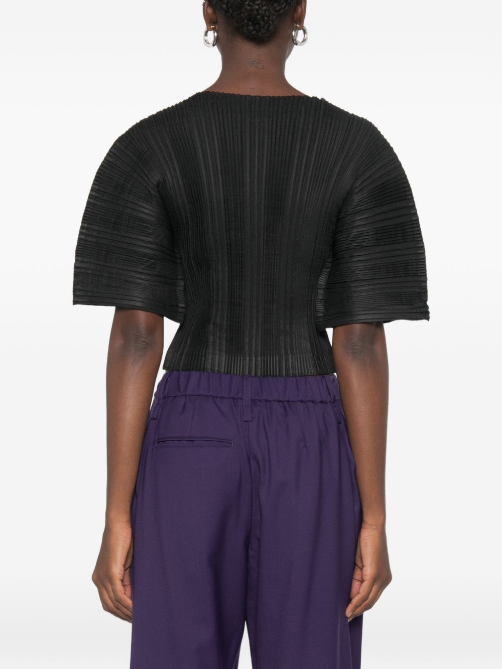 Top  plissettato in nero 