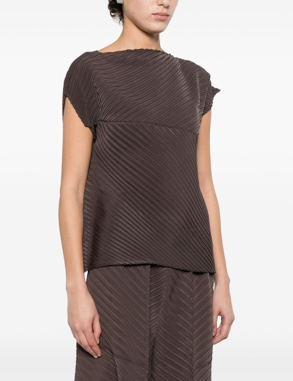 Top asimmetrico in marrone Issey miyake - donna 