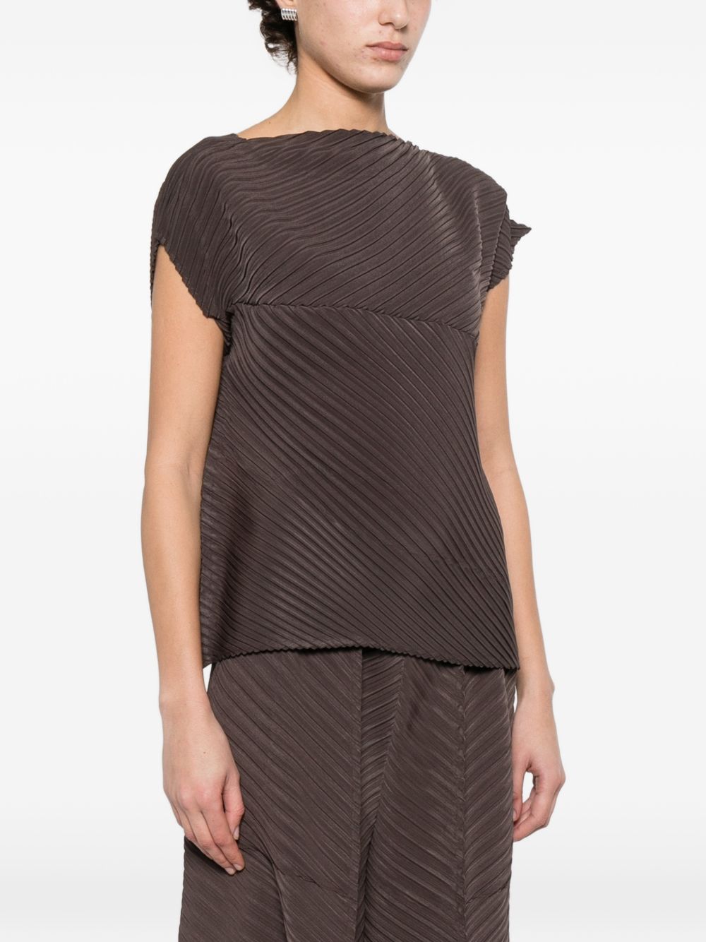 Top asimmetrico in marrone Issey miyake - donna 