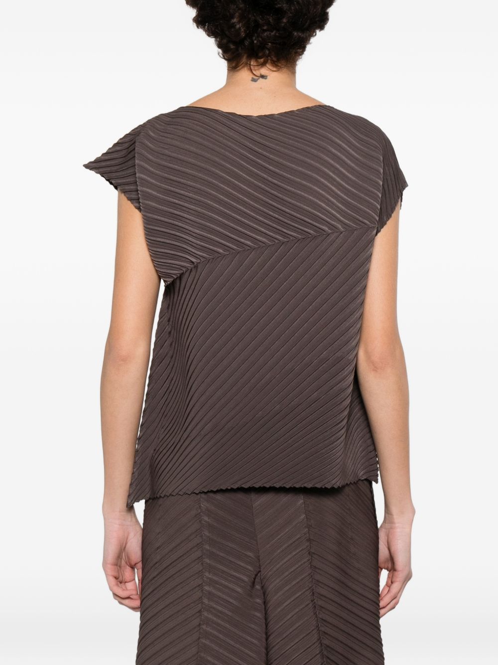 Top asimmetrico in marrone Issey miyake - donna 