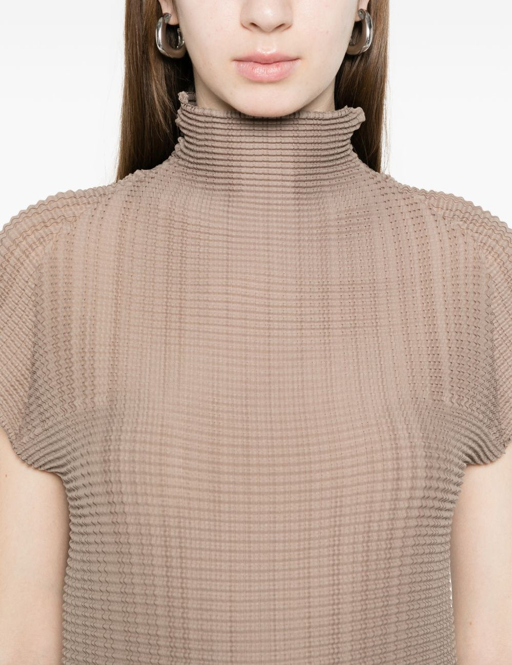 Top a collo alto in marrone Issey miyake - donna 