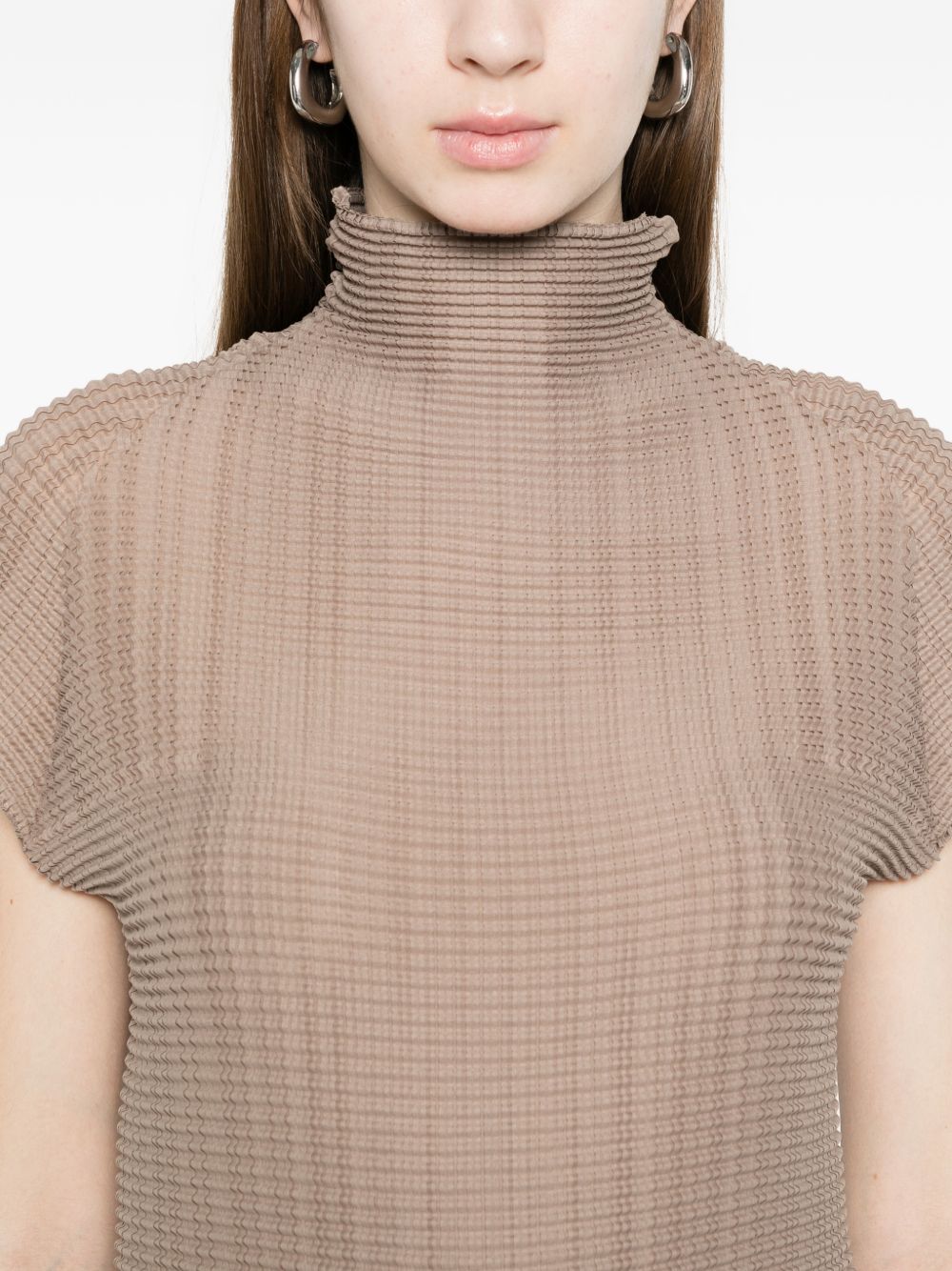 Top a collo alto in marrone Issey miyake - donna 