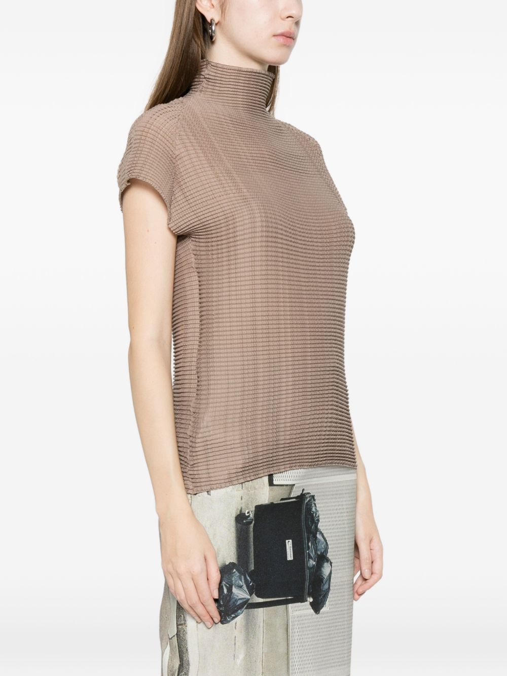 Top a collo alto in marrone Issey miyake - donna 