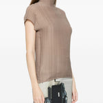 Top a collo alto in marrone Issey miyake - donna 