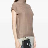 Top a collo alto in marrone Issey miyake - donna 