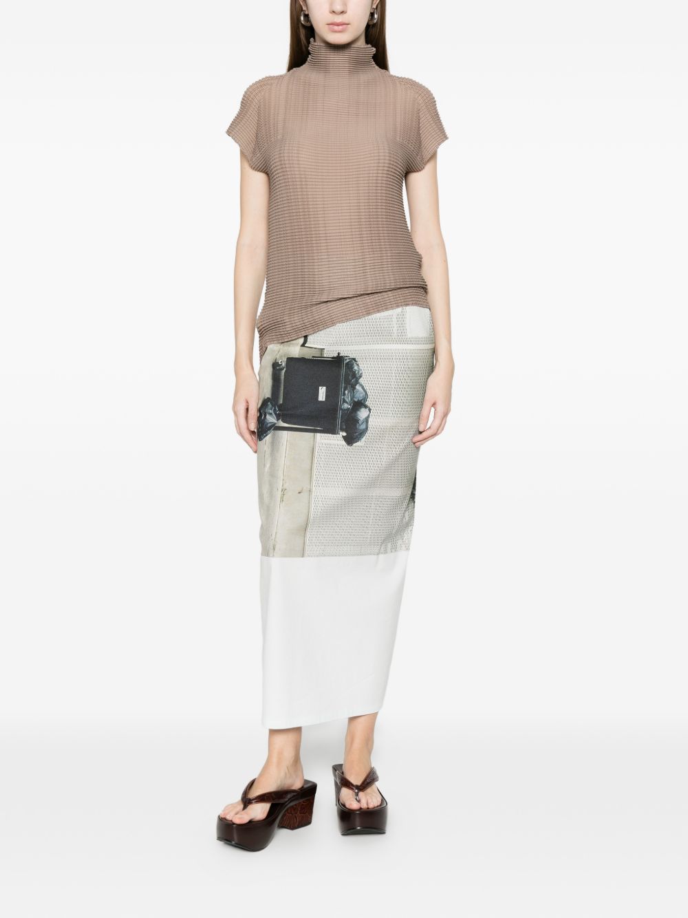 Top a collo alto in marrone Issey miyake - donna 
