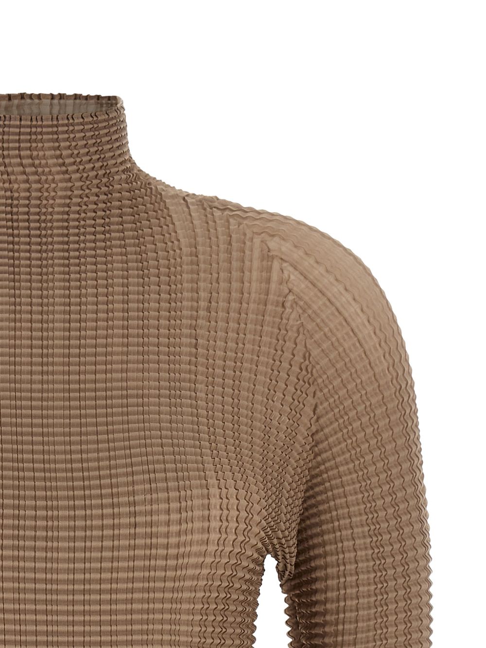 Top a maniche lunghe con design plissettato in beige Issey miyake  - donna 