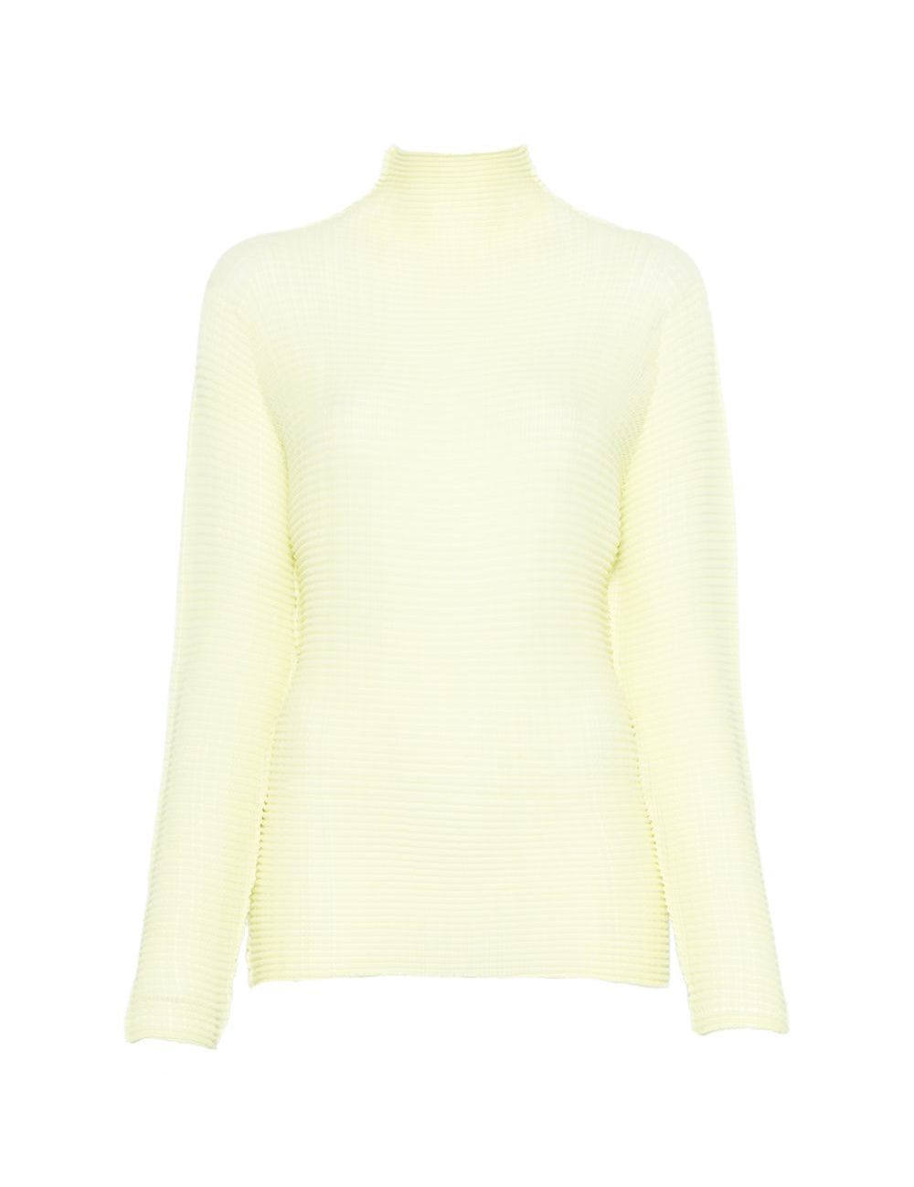 Top a maniche lunghe con design plissettato in giallo lime Issey miyake  - donna 