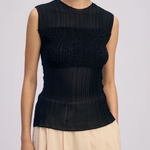 Top plisettato sheer in nero Issey Miyake - donna 