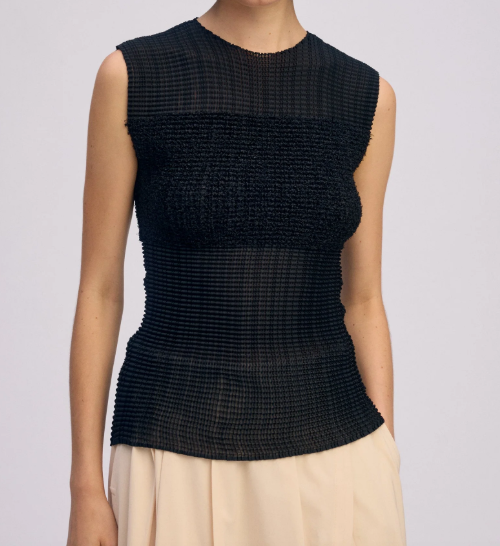 Top plisettato sheer in nero Issey Miyake - donna 