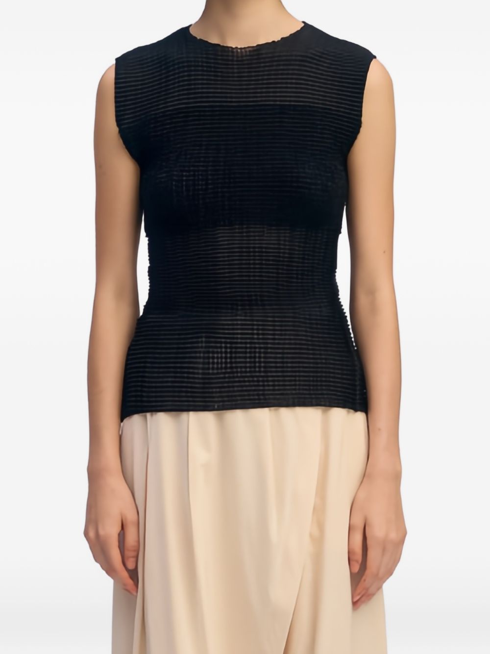 Top plisettato sheer in nero Issey Miyake - donna 