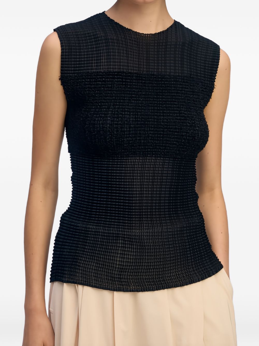 Top plisettato sheer in nero Issey Miyake - donna 