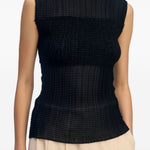 Top plisettato sheer in nero Issey Miyake - donna 