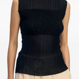 Top plisettato sheer in nero Issey Miyake - donna 