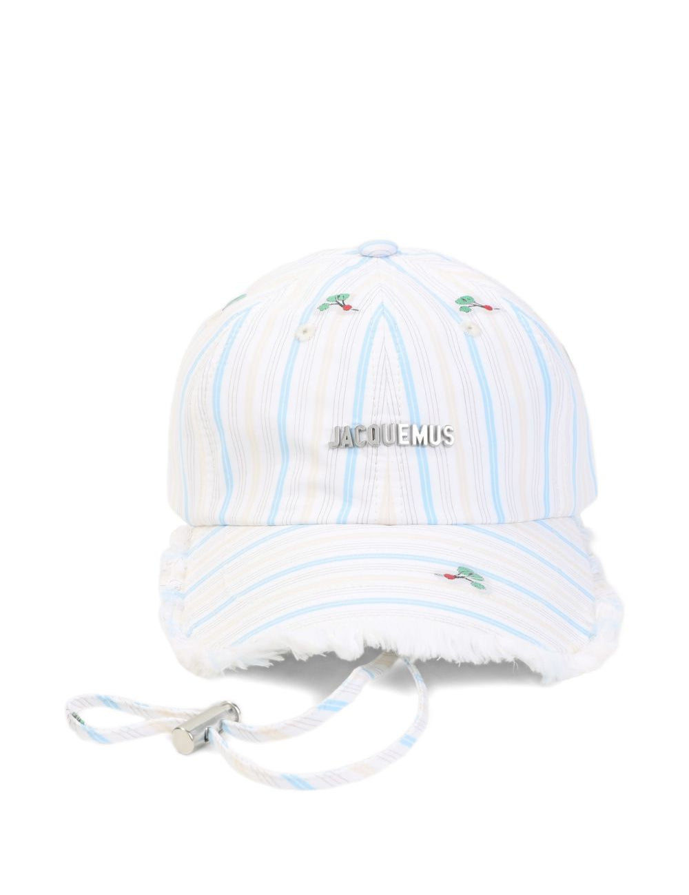Cappellino da baseball con ricamo a righe in bianco Jacquemus - donna 