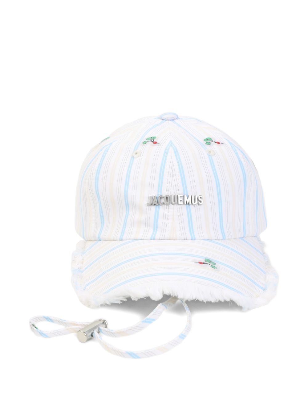 Cappellino da baseball con ricamo a righe in bianco Jacquemus - donna 
