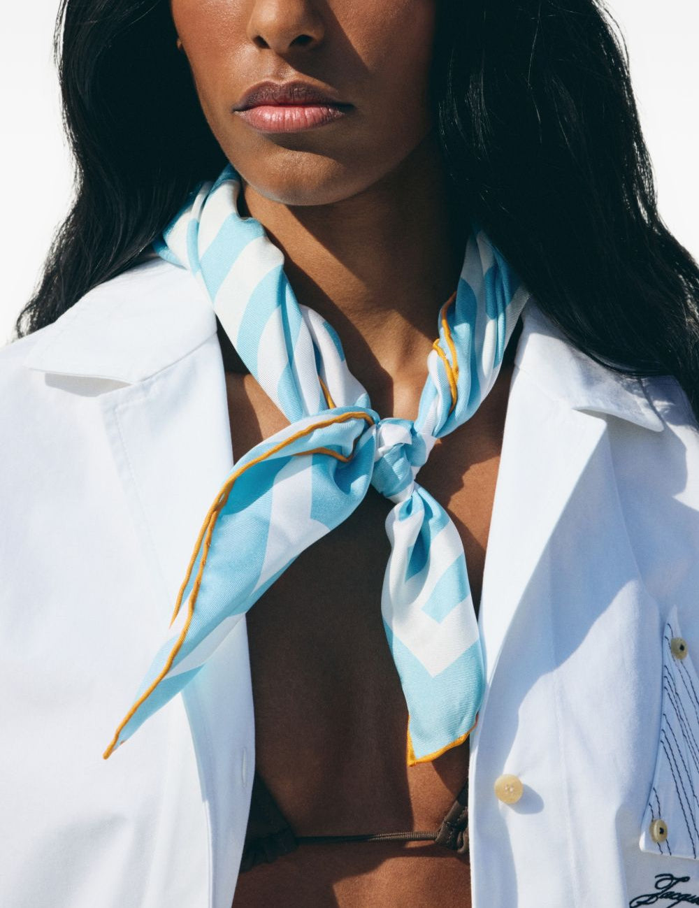 Foulard le foulard a rayures  in bianco e blu Jacquemus - unisex 