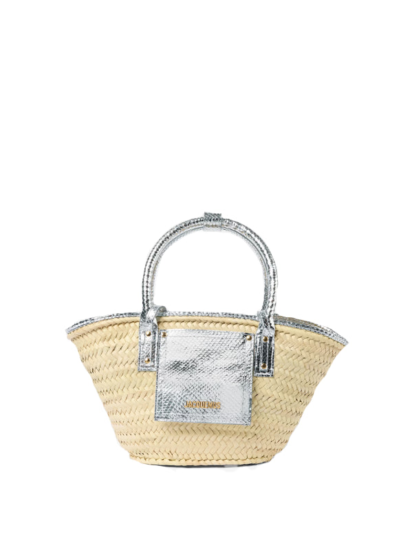 Borsa le petit panier soli in beige e argento Jacquemus - donna 