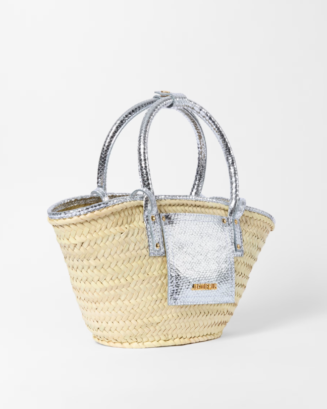 Borsa le petit panier soli in beige e argento Jacquemus - donna 