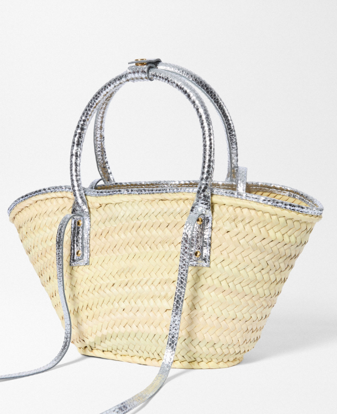 Borsa le petit panier soli in beige e argento Jacquemus - donna 