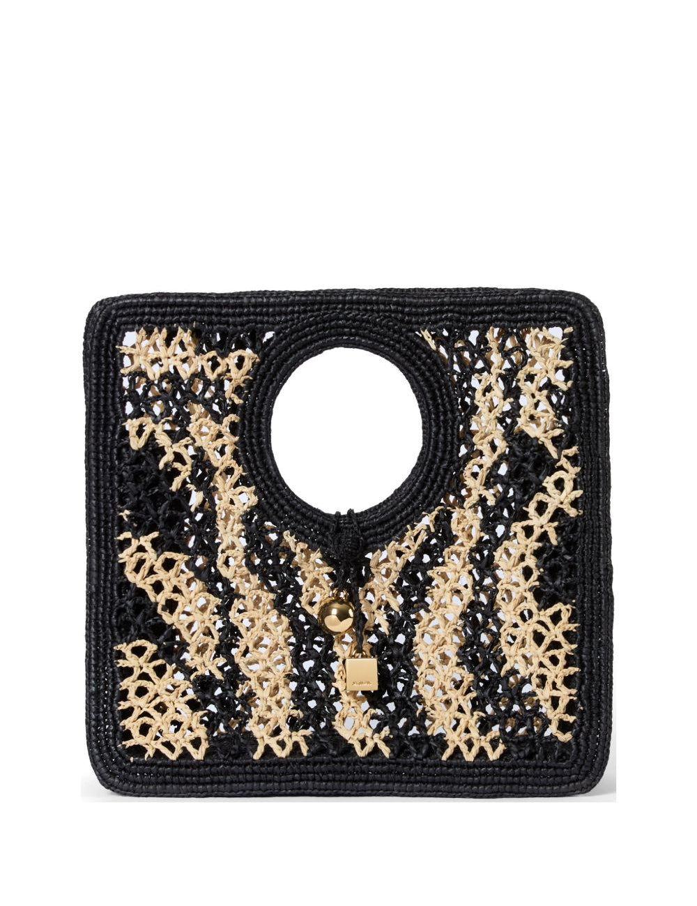 Borsa intrecciata le petit carre spiaggia in nero e beige Jacquemus - donna 